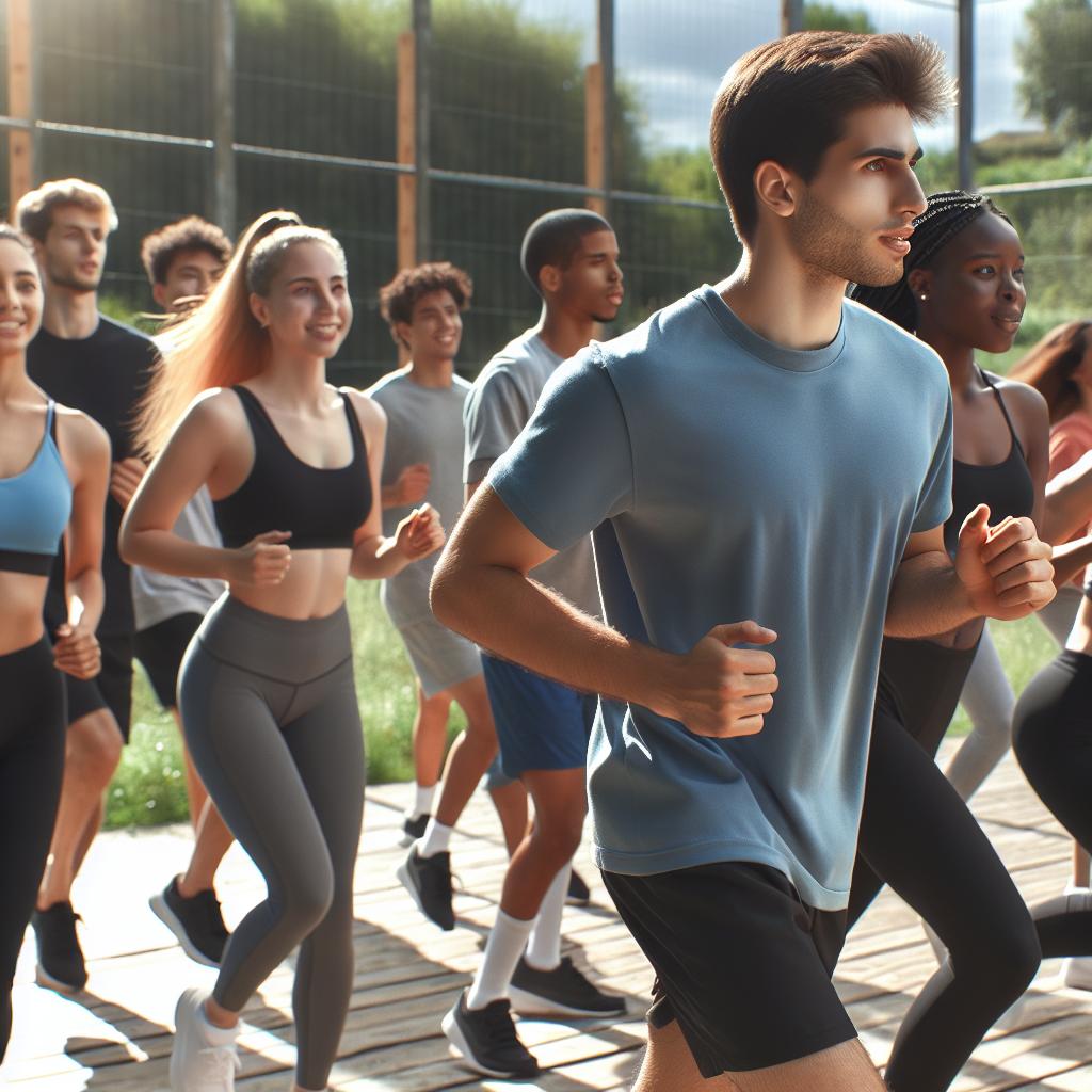 Autistic young adults exercising outdoors