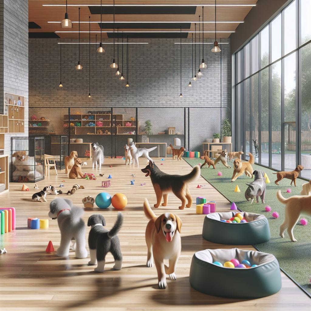 Doggy Daycare Fun Concept.