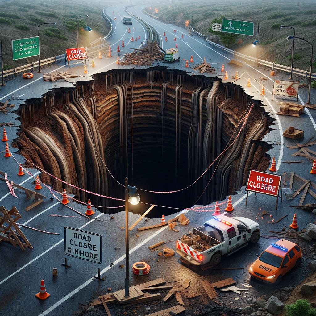 Sinkhole Road Closure Illustration