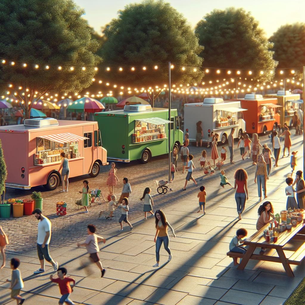 Food truck park atmosphere