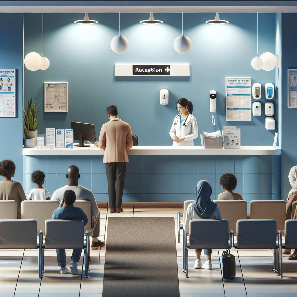 Healthcare clinic interior scene.