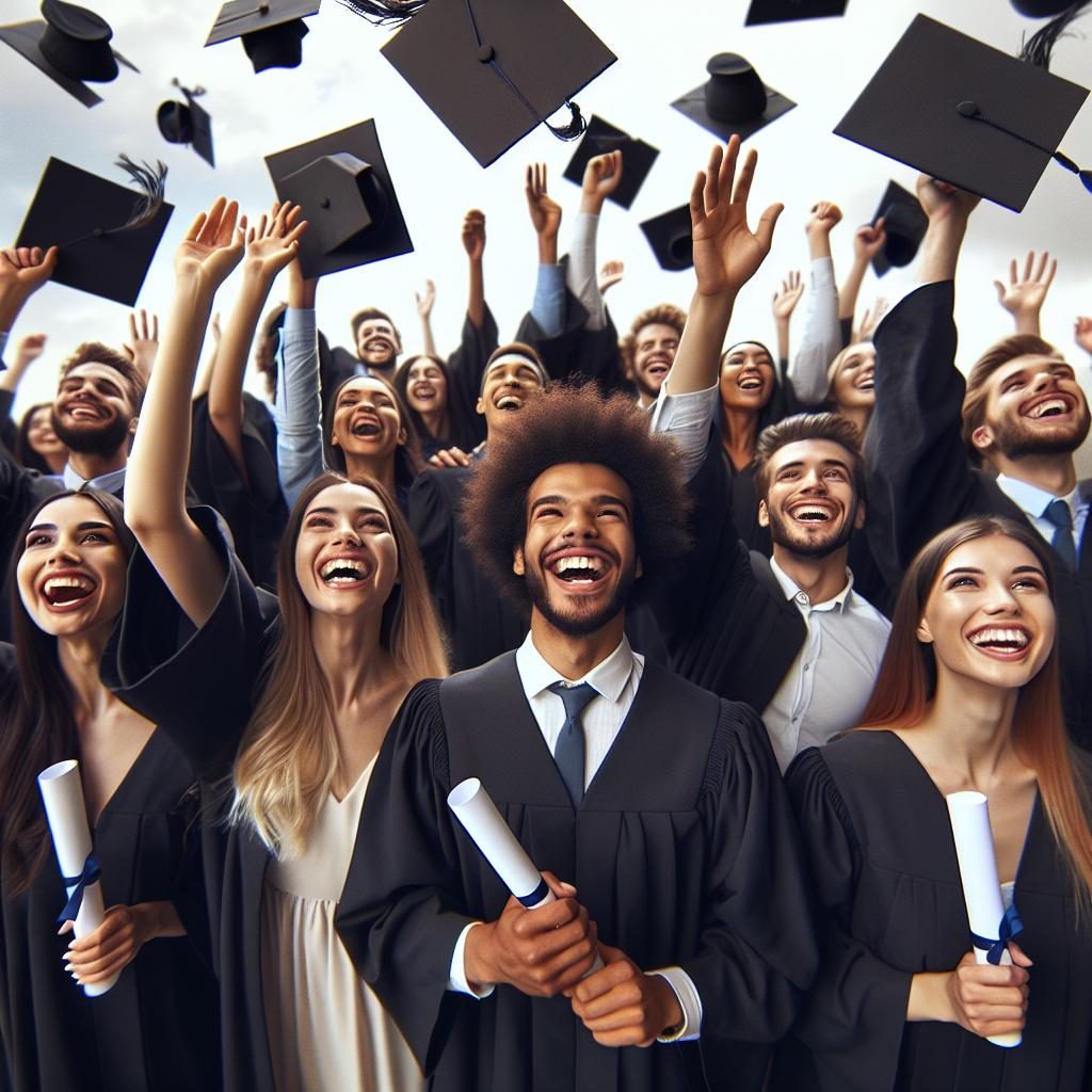 Graduates tossing caps joyfully