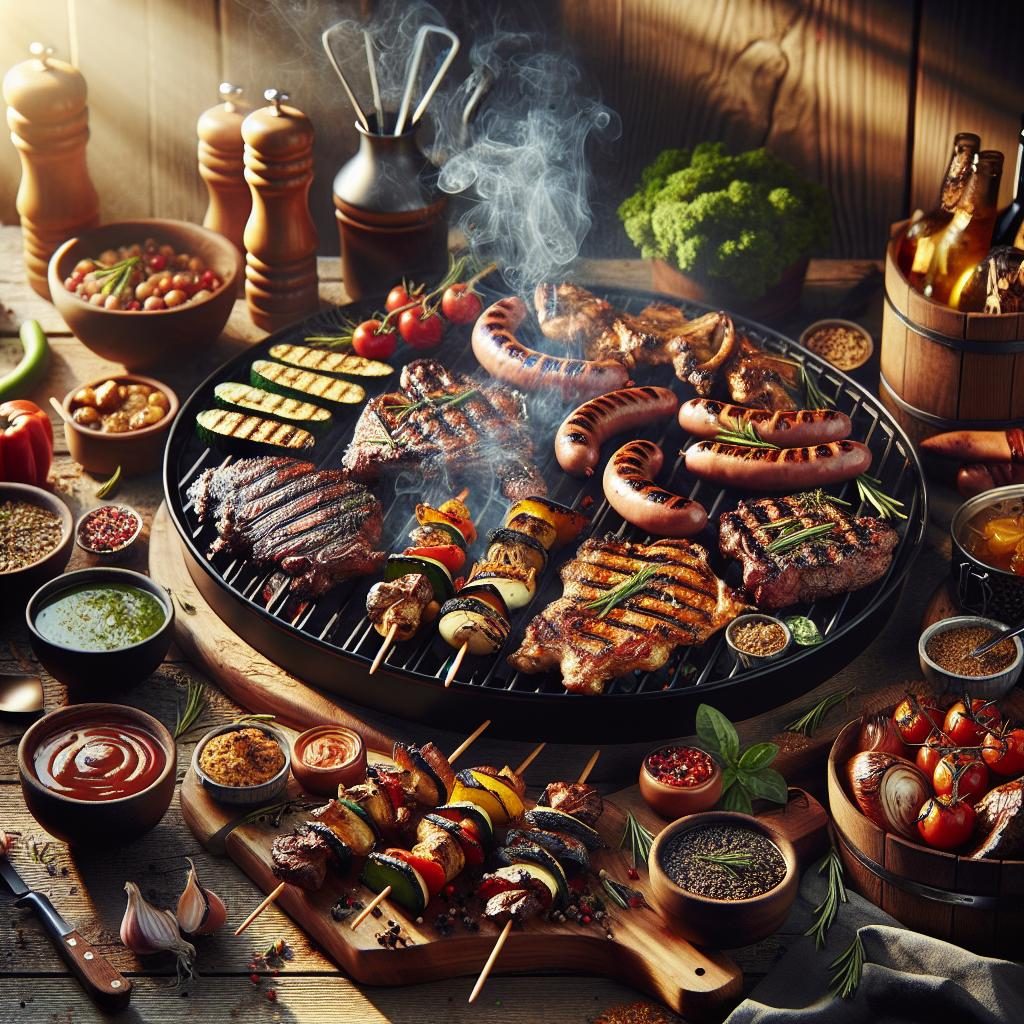 Woodfired BBQ food spread