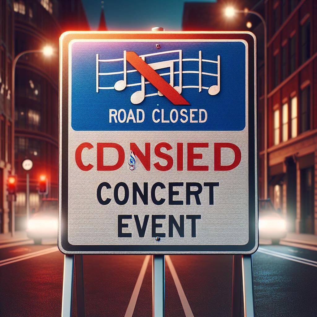 Concert road closure signage