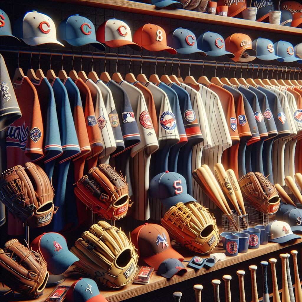 Baseball team merchandise display