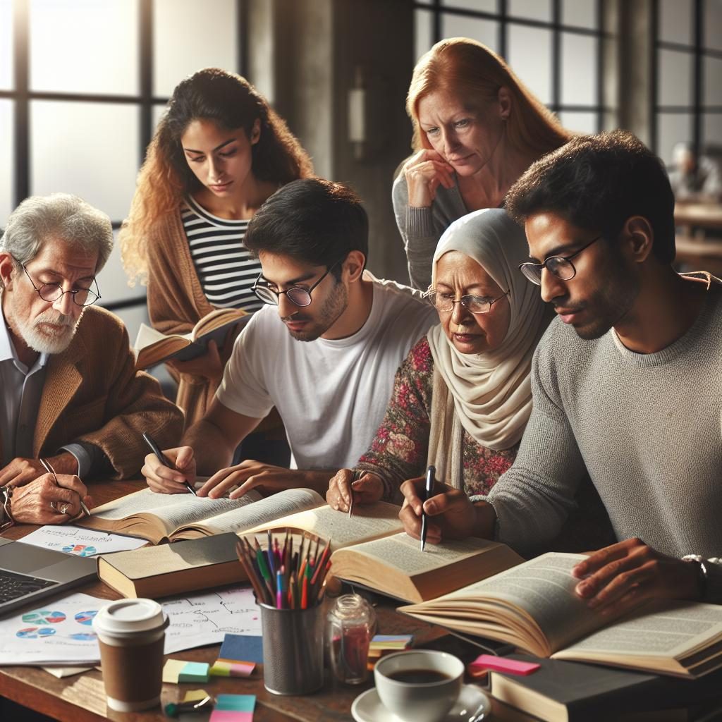 Adult students group study