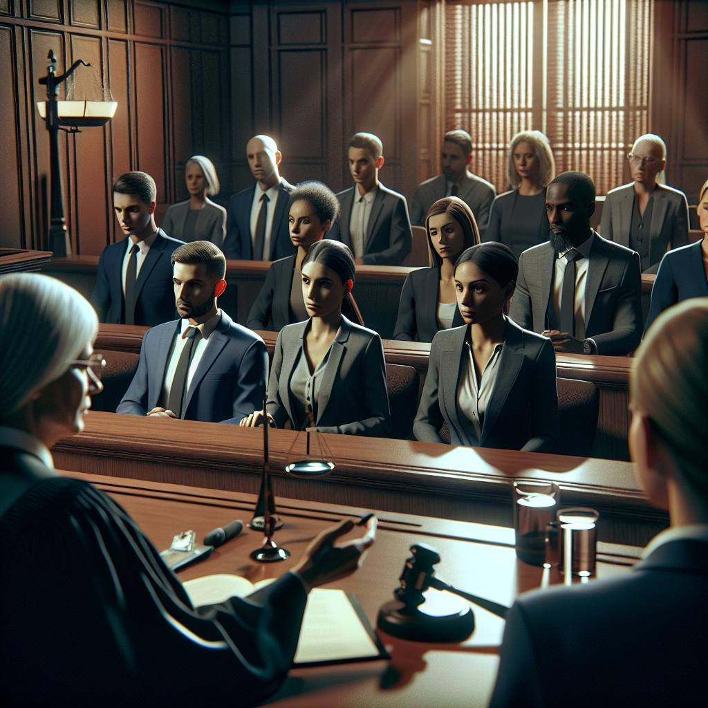 Courtroom trial illustration concept.