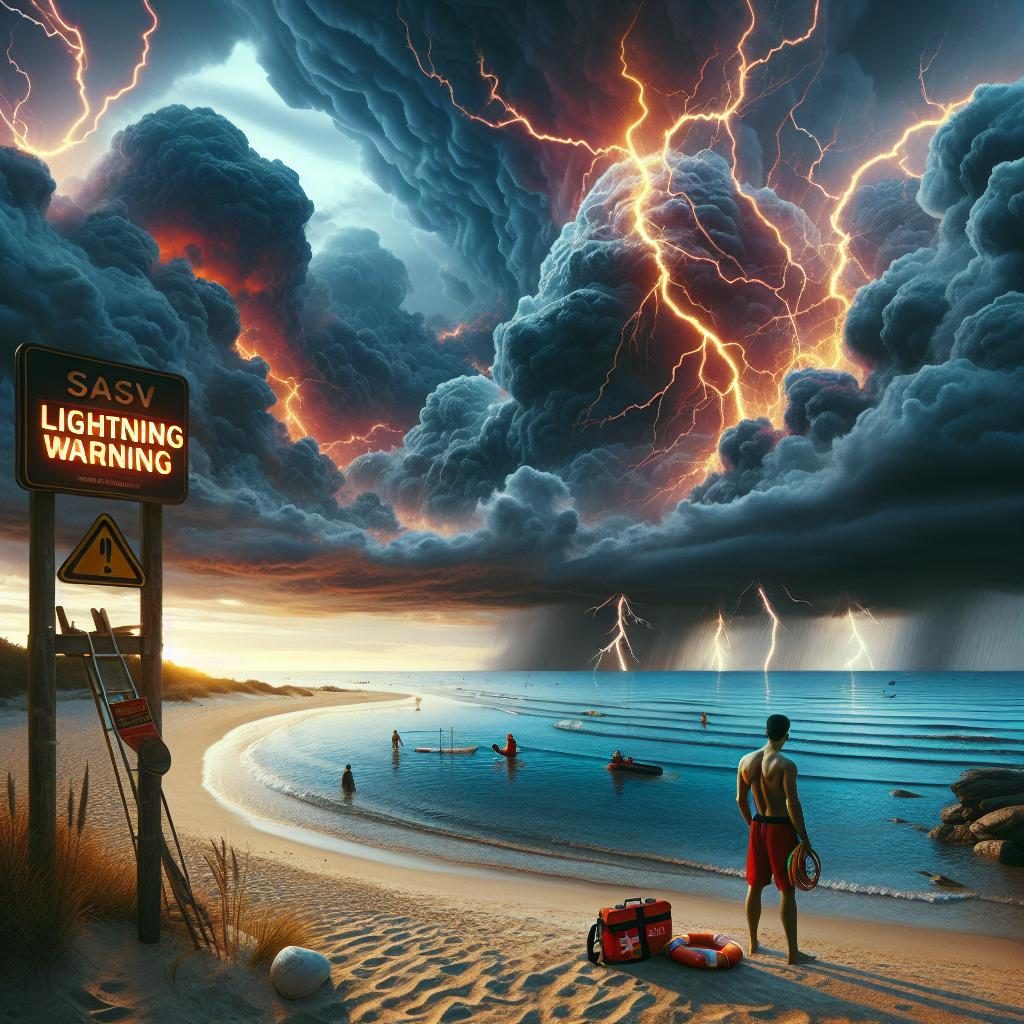 Beach lightning warning rescue