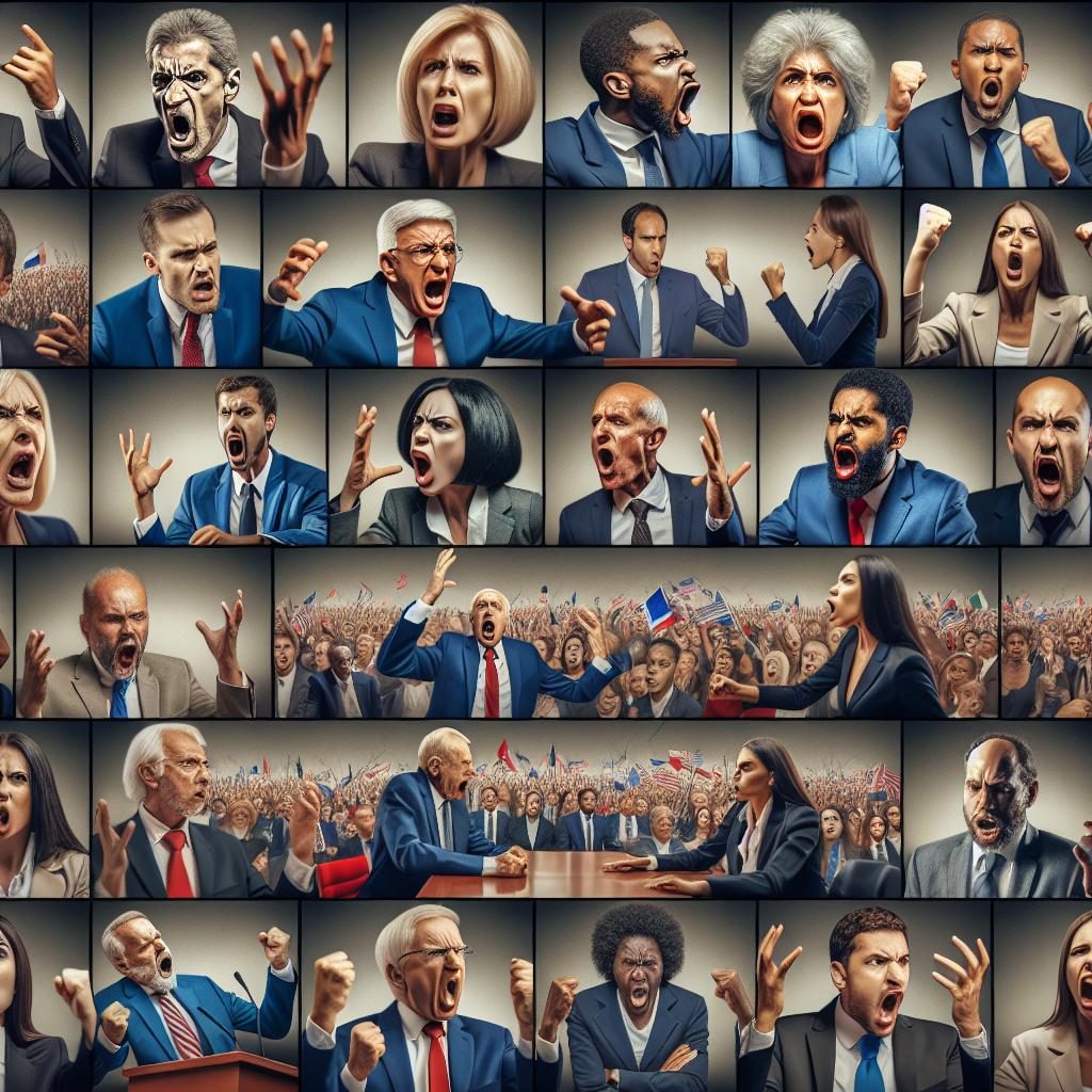 Political debate emotions collage