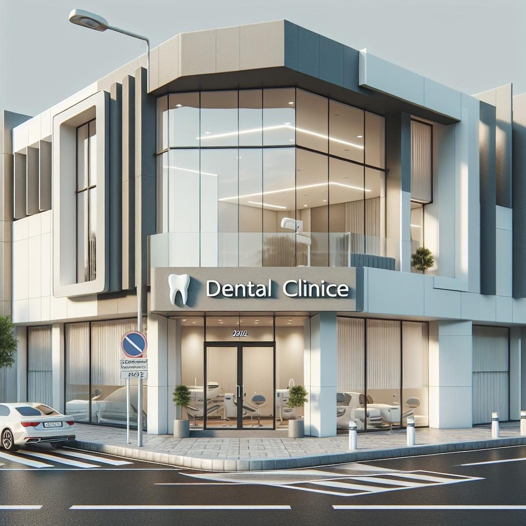 Dental clinic exterior facade.