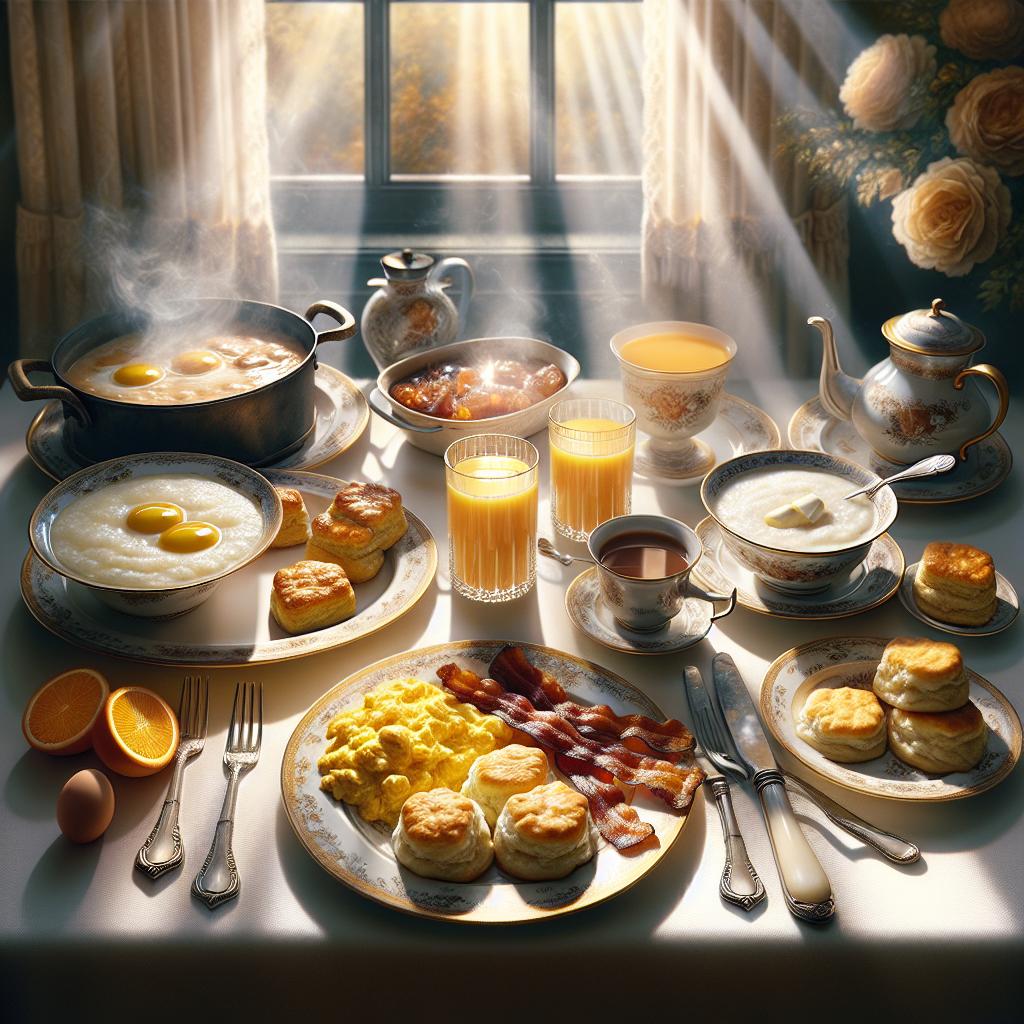 Southern breakfast scene illustration