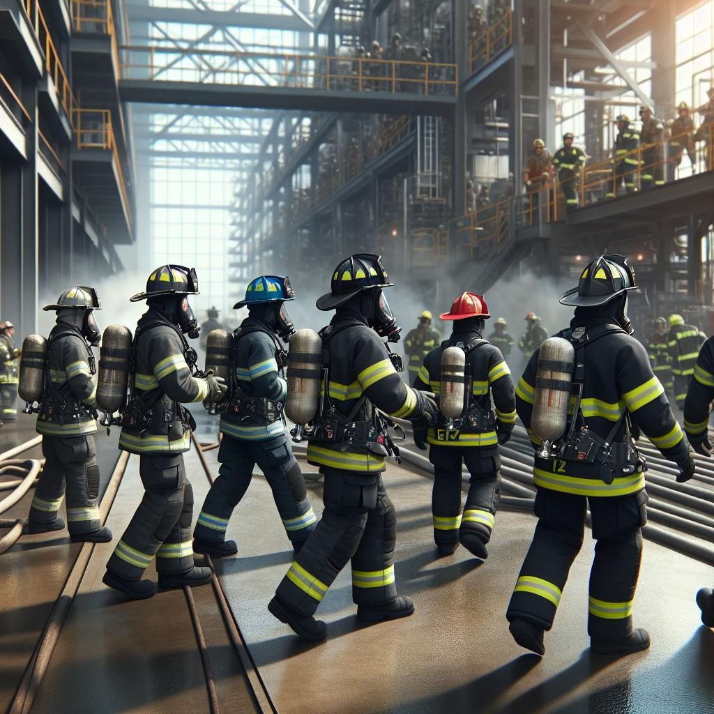 Firefighters at Siemens facility