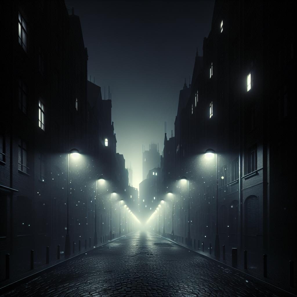 Dark street without lights.