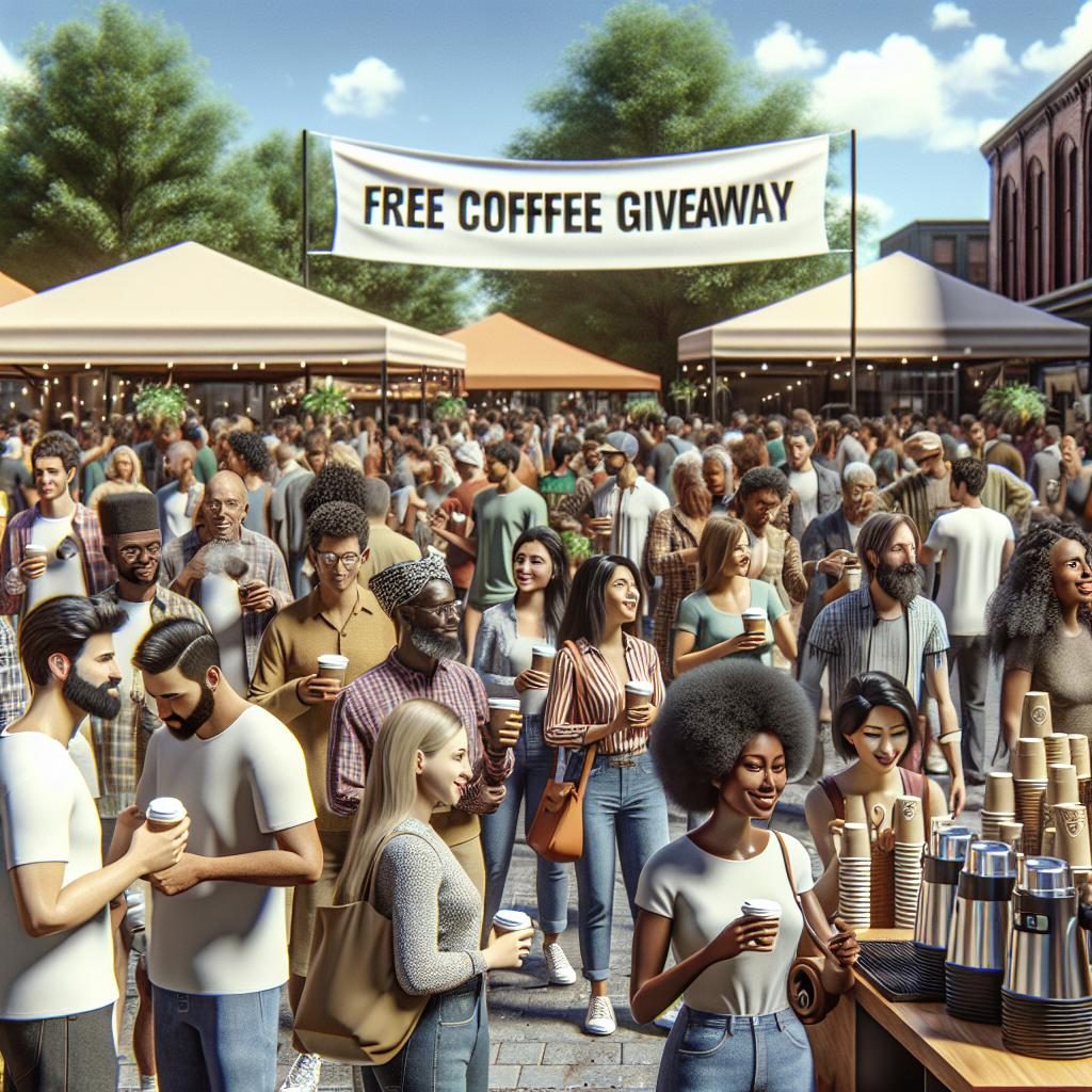 Community-focused coffee giveaway.