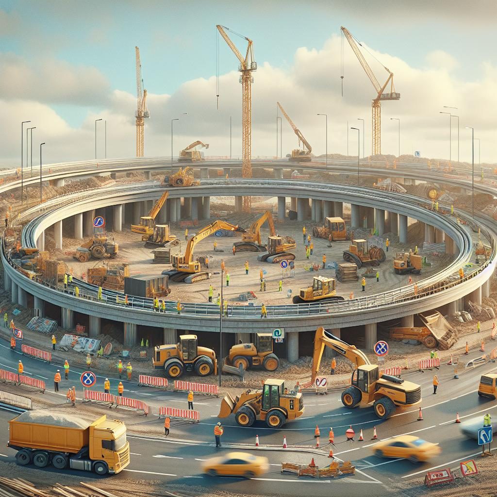 Roundabout construction site illustration