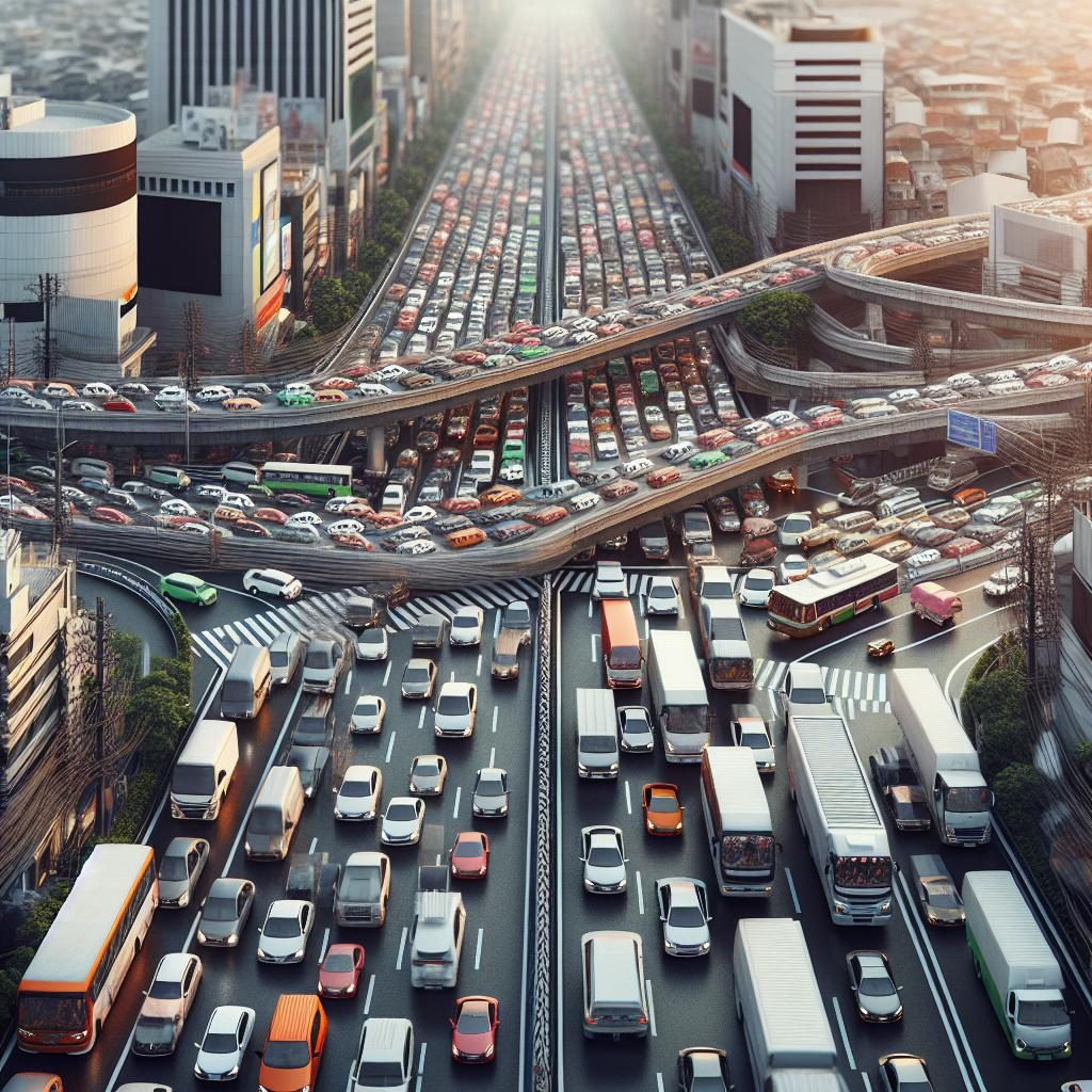 Traffic jam illustrations aerial