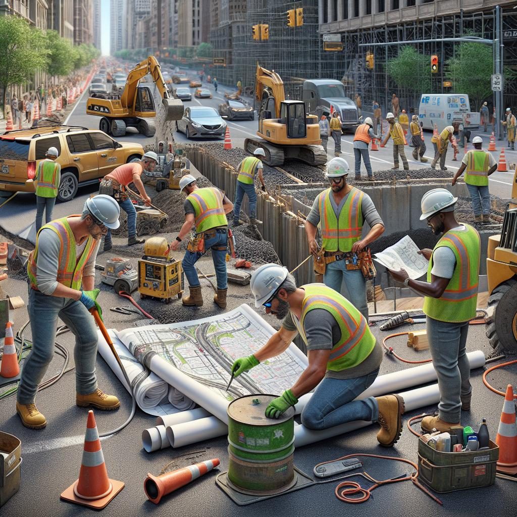 Traffic construction workers