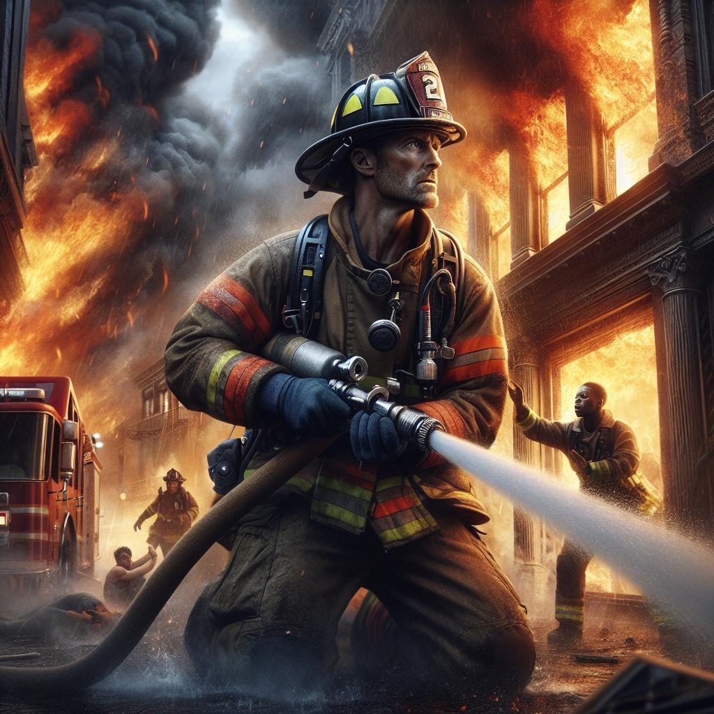 Firefighter in action