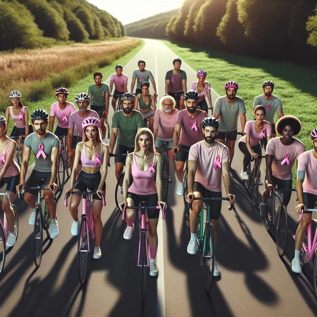 Cyclists with Pink Ribbons