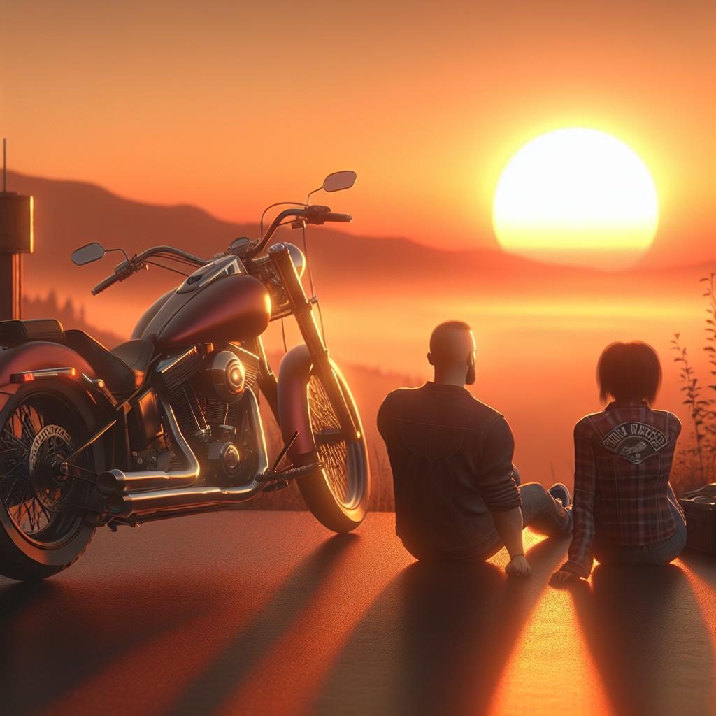 Motorcycle in sunset