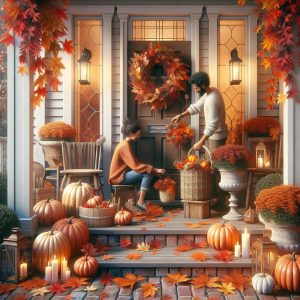 Autumn porch decorations