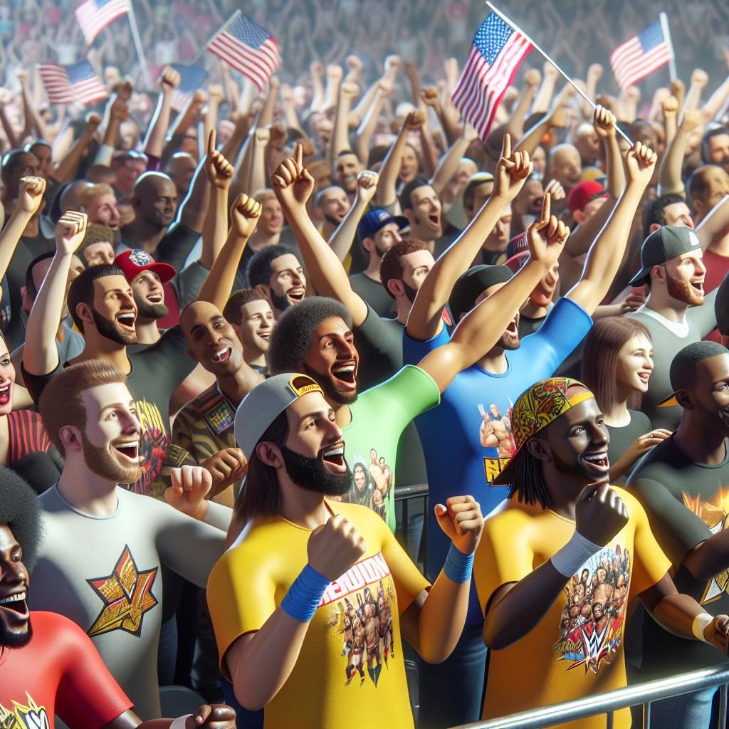 Wrestling fans celebrating together