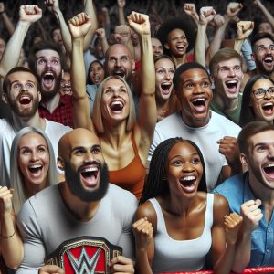 Excited wrestling fans