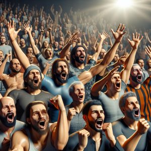 Wrestling Fans Cheering Together