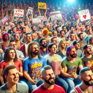 Wrestling fans excitedly waiting