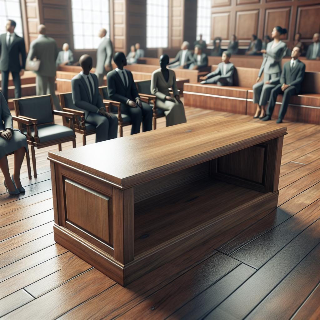 Empty courtroom bench