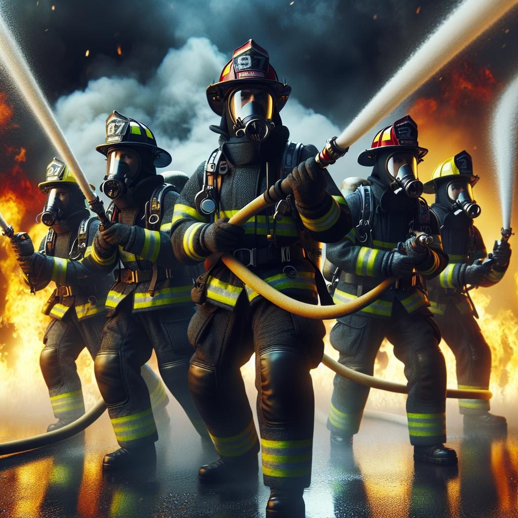 Firefighters in action