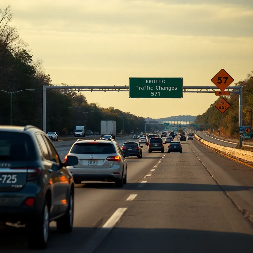 Traffic Changes Ahead: Lane Shift at Exit 57 on I-85 Northbound in Spartanburg County