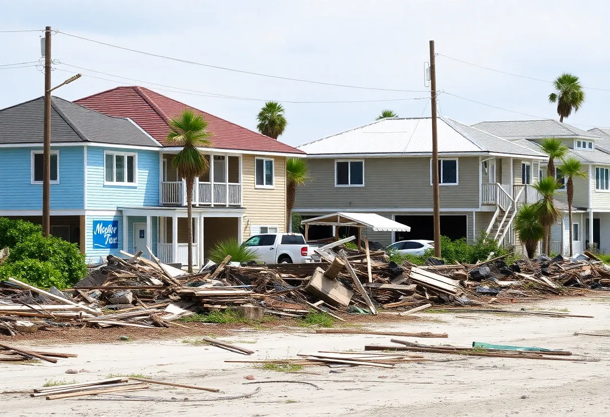 Resilient coastal community rebuilding after hurricane devastation.