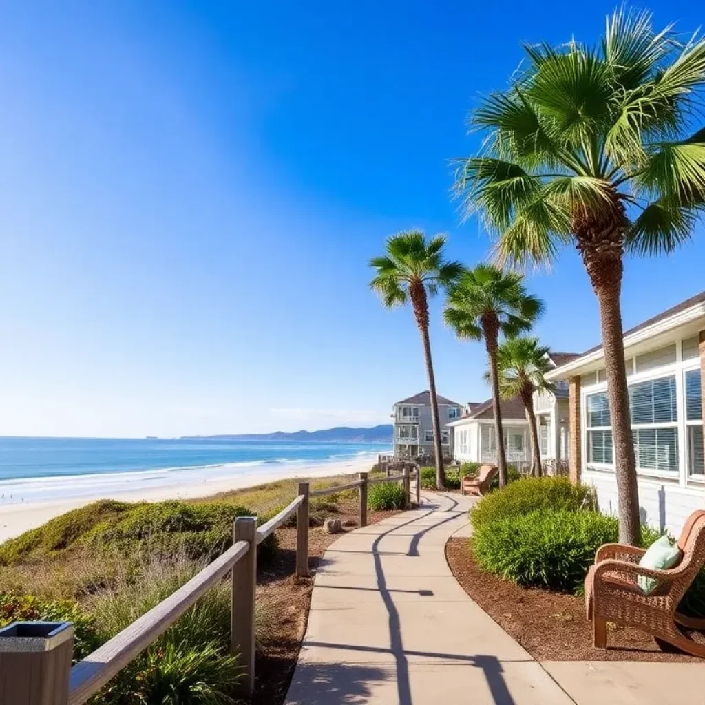 Picturesque coastal community with vibrant retirement lifestyle elements.