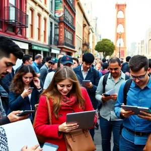 People in San Francisco engaged in digital marketing activities