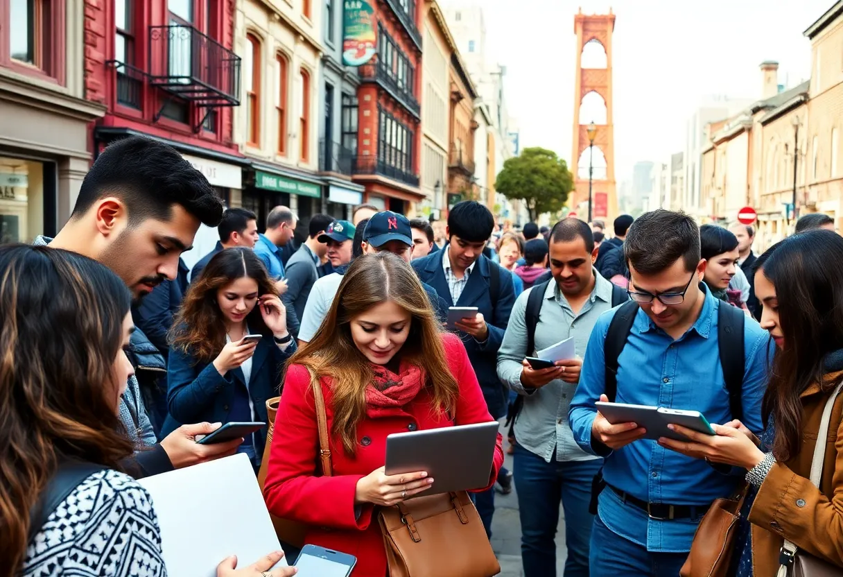 People in San Francisco engaged in digital marketing activities