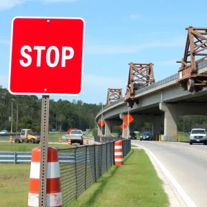 Damaged bridge in South Carolina due to Tropical Storm Helene