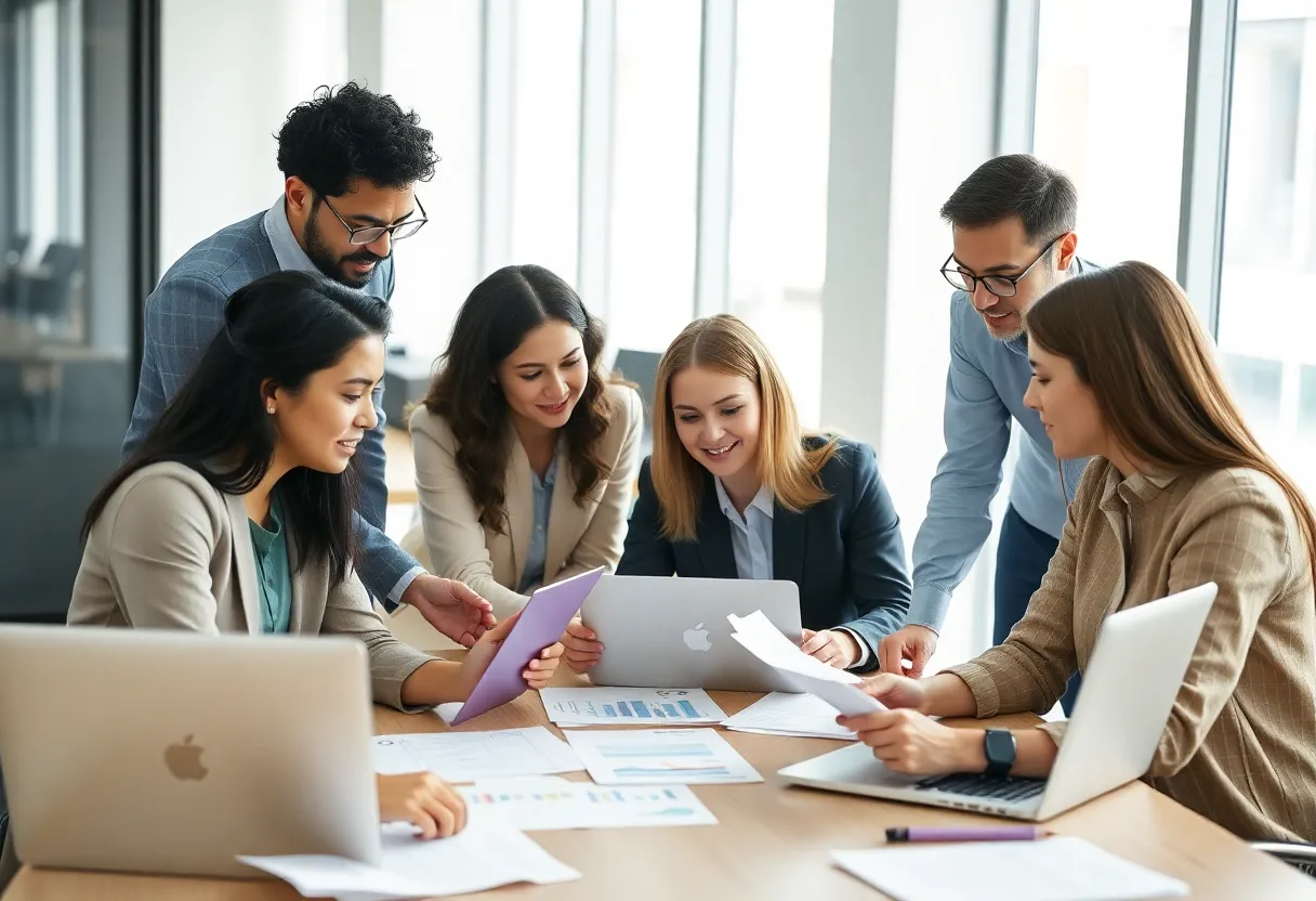 Professionals analyzing consumer behavior data for marketing strategy