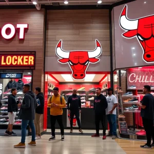 Foot Locker Storefronts featuring basketball culture and Chicago Bulls branding.