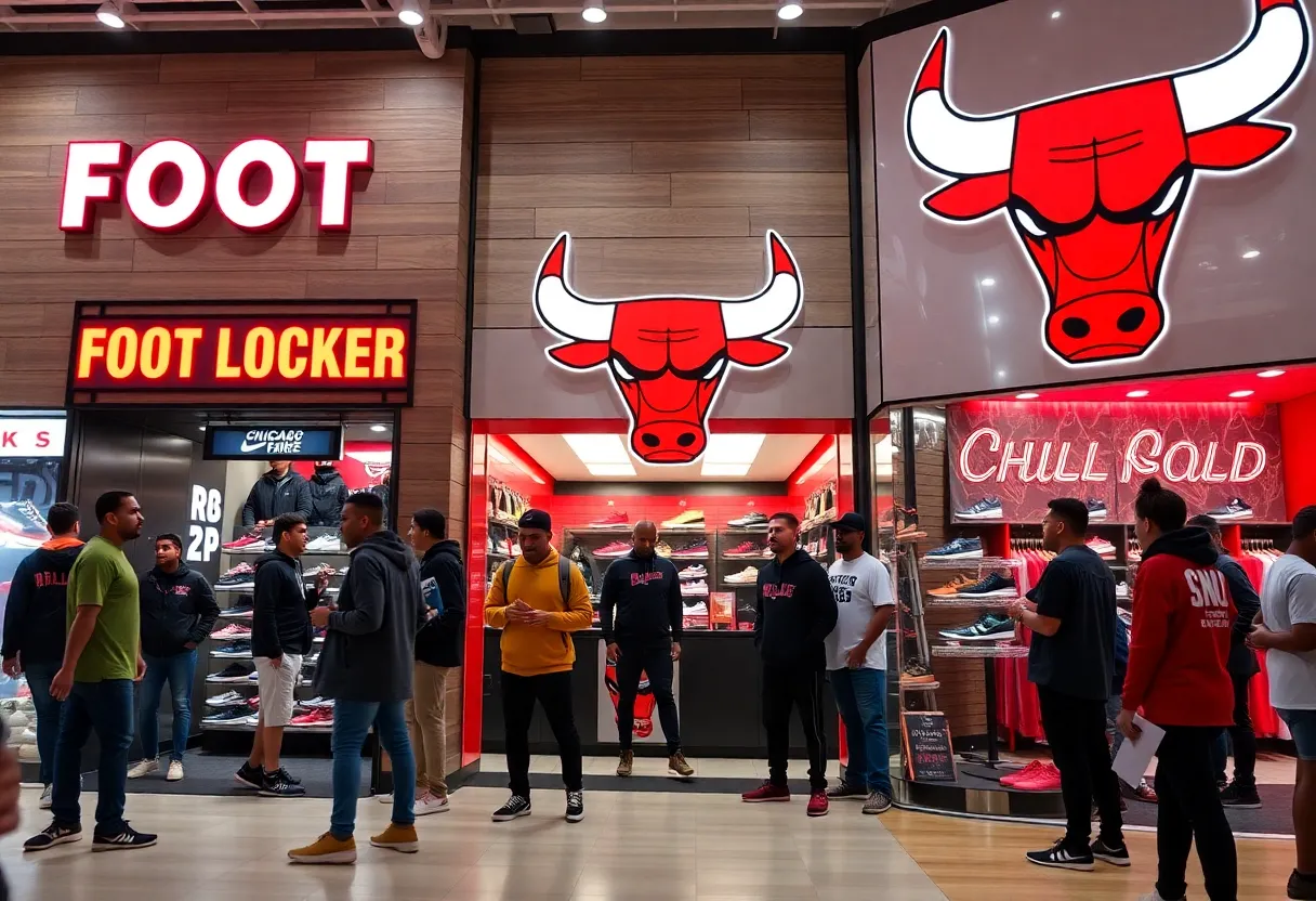 Foot Locker Storefronts featuring basketball culture and Chicago Bulls branding.