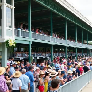 New paddock experience at the Kentucky Derby with fans enjoying the races.