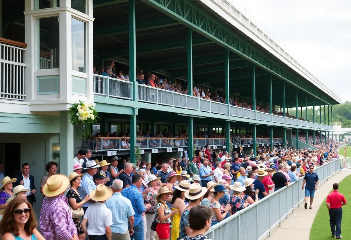 New paddock experience at the Kentucky Derby with fans enjoying the races.