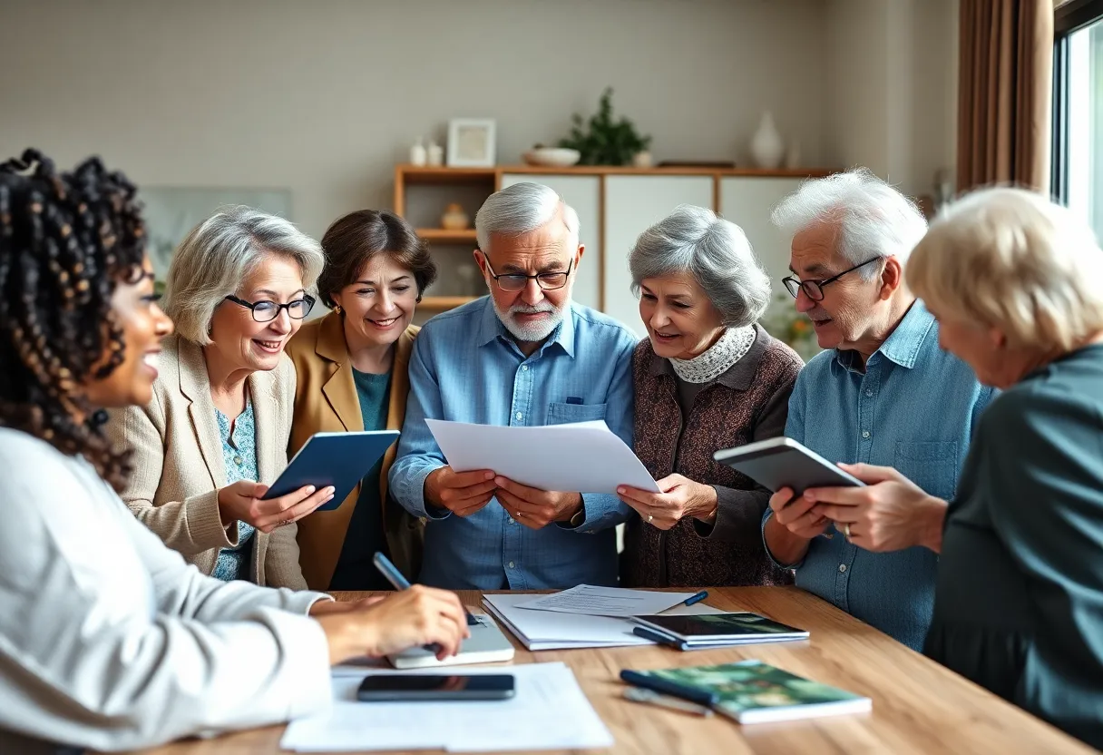 Group of seniors discussing Medicare Advantage reforms and healthcare access.