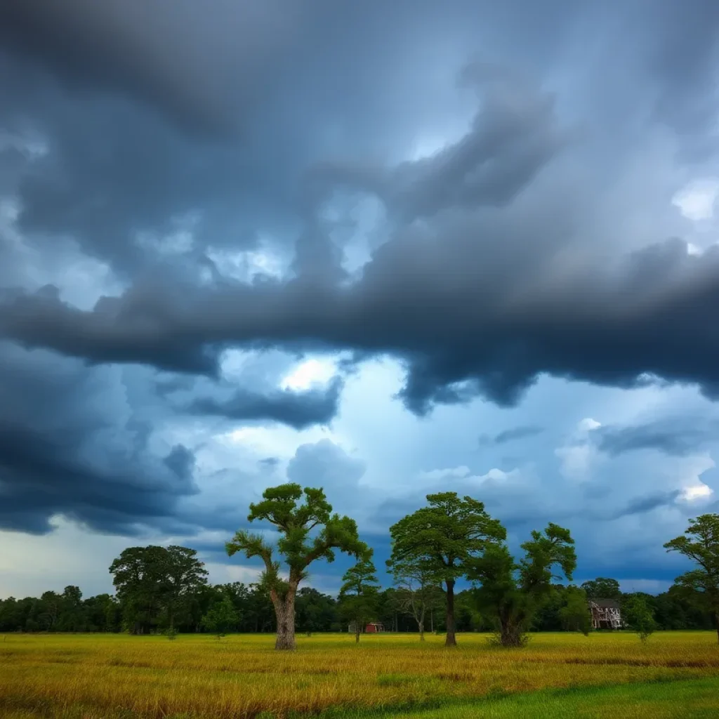 Dark storm clouds over South Carolina indicating severe weather