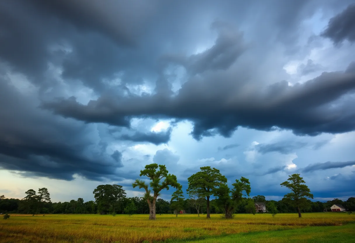 Dark storm clouds over South Carolina indicating severe weather