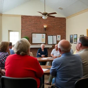 Residents of Simpsonville discussing local education news