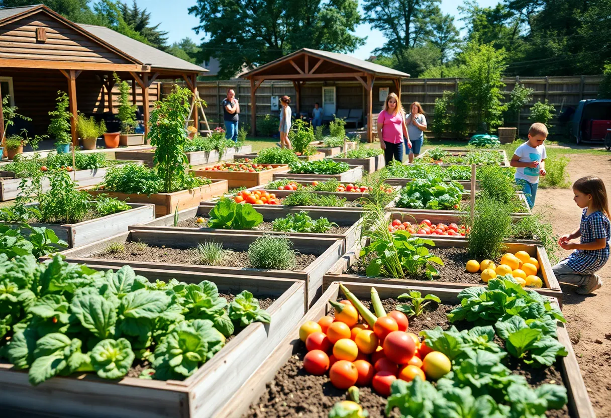 Children gardening in a community garden at Mary H. Wright Elementary School in Spartanburg.