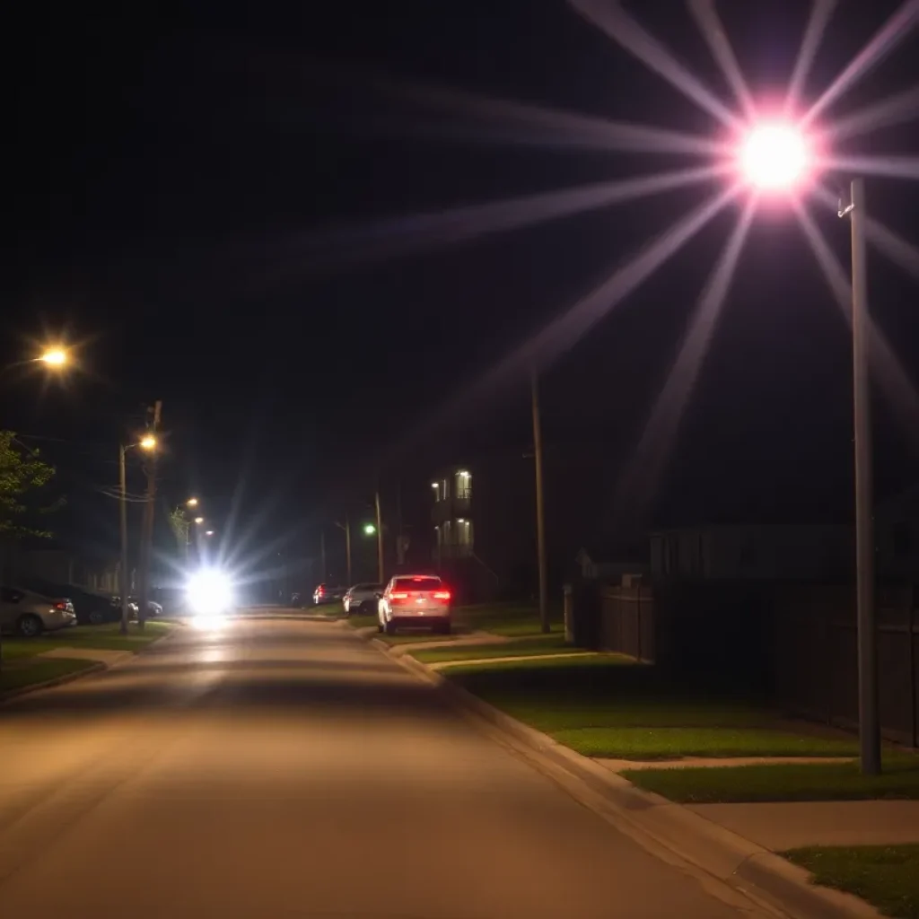 Nighttime police investigation at a shooting scene in Spartanburg