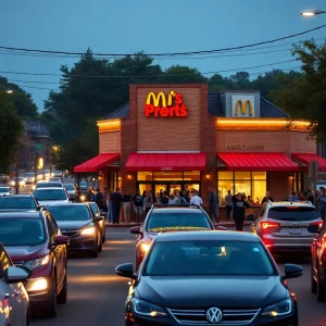 Crowded street near Whataburger grand opening in Spartanburg, SC