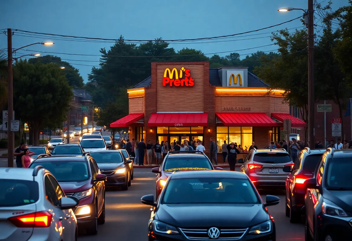 Crowded street near Whataburger grand opening in Spartanburg, SC